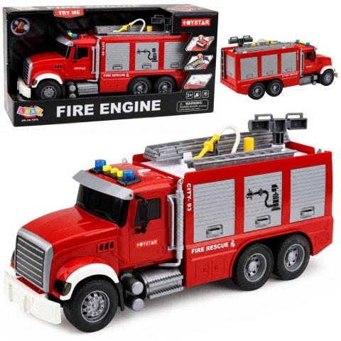 LEAN Toys Wóz Strażacki Straż Pożarna Rozsuwana Drabina Wąż Na Wodę Światła Dźwięki