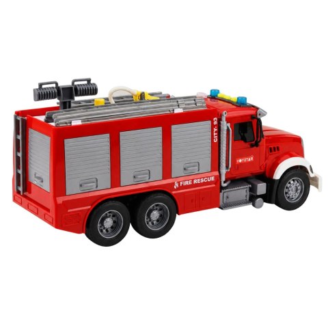LEAN Toys Wóz Strażacki Straż Pożarna Rozsuwana Drabina Wąż Na Wodę Światła Dźwięki