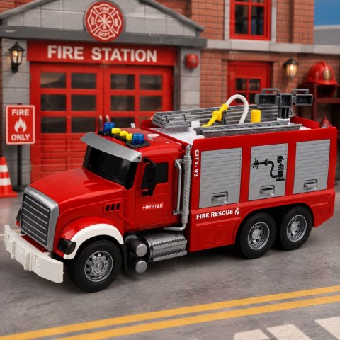LEAN Toys Wóz Strażacki Straż Pożarna Rozsuwana Drabina Wąż Na Wodę Światła Dźwięki