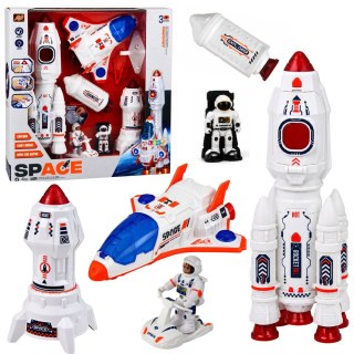 LEAN Toys Zestaw Kosmiczny Rakiety Wahadłowiec Moduł Astronauci Światła Dźwięki