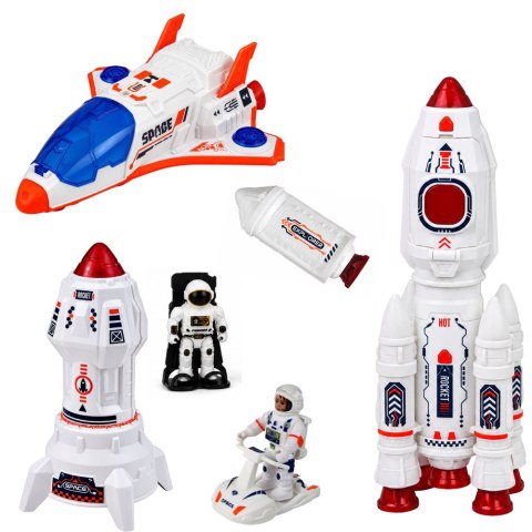 LEAN Toys Zestaw Kosmiczny Rakiety Wahadłowiec Moduł Astronauci Światła Dźwięki