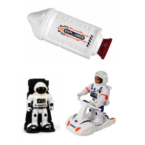 LEAN Toys Zestaw Kosmiczny Rakiety Wahadłowiec Moduł Astronauci Światła Dźwięki