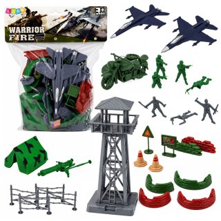 LEAN Toys Zestaw Militarny Żołnierzyki Figurki Pojazdy Wojskowe Wieża Akcesoria 72el.