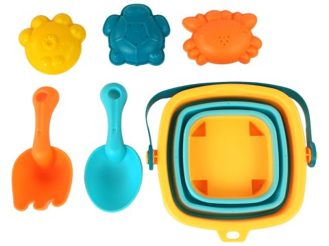 LEAN Toys Zestaw Zabawek Do Piasku Składane Wiaderko 5 Szt.