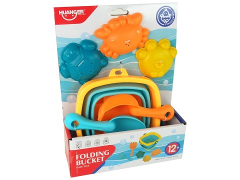 LEAN Toys Zestaw Zabawek Do Piasku Składane Wiaderko 5 Szt.