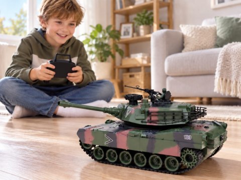 JOKOMISIADA Czołg Zdalnie Sterowany RC Abrams M1A1 Dym Dźwięk Światło 45cm RC0770