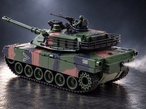 JOKOMISIADA Czołg Zdalnie Sterowany RC Abrams M1A1 Dym Dźwięk Światło 45cm RC0770