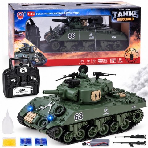 JOKOMISIADA Czołg zdalnie sterowany Sherman M4A3 Strzela Dym Dźwięk Wieżyczka RC0769