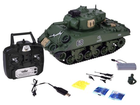JOKOMISIADA Czołg zdalnie sterowany Sherman M4A3 Strzela Dym Dźwięk Wieżyczka RC0769