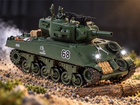 JOKOMISIADA Czołg zdalnie sterowany Sherman M4A3 Strzela Dym Dźwięk Wieżyczka RC0769