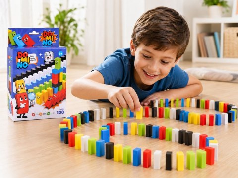 JOKOMISIADA Domino dla Dzieci 100 Elementów Kolorowe Klocki Układanka Edukacyjna ZA6290