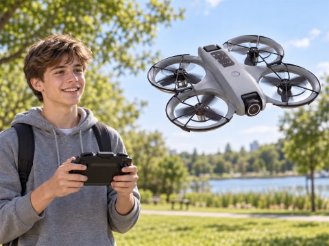 JOKOMISIADA Dron z kamerą - zdalnie sterowany Quadrocopter + pilot z ekranem LCD RC0775