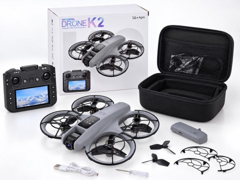 JOKOMISIADA Dron z kamerą - zdalnie sterowany Quadrocopter + pilot z ekranem LCD RC0775