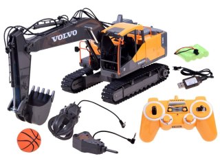 JOKOMISIADA Duża koparka VOLVO 3w1 Zdalnie sterowana Pilot - 3 końcówki RC0495