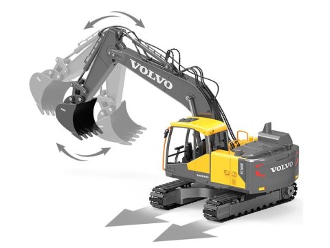 JOKOMISIADA Duża koparka VOLVO 3w1 Zdalnie sterowana Pilot - 3 końcówki RC0495