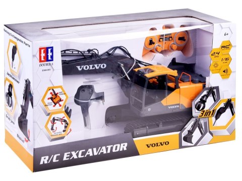 JOKOMISIADA Duża koparka VOLVO 3w1 Zdalnie sterowana Pilot - 3 końcówki RC0495