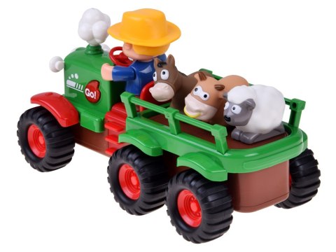 JOKOMISIADA Interaktywny Traktor z Przyczepą Zwierzętami Światło Dźwięk Rolnik ZA6309