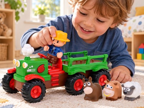 JOKOMISIADA Interaktywny Traktor z Przyczepą Zwierzętami Światło Dźwięk Rolnik ZA6309
