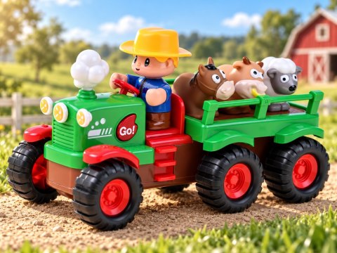 JOKOMISIADA Interaktywny Traktor z Przyczepą Zwierzętami Światło Dźwięk Rolnik ZA6309