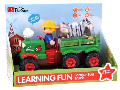 JOKOMISIADA Interaktywny Traktor z Przyczepą Zwierzętami Światło Dźwięk Rolnik ZA6309