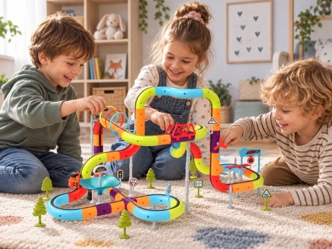 JOKOMISIADA KLOCKI MAGNETYCZNE Tor magnetyczny dla pociągów - 114ele kolejka DIY ZA6578