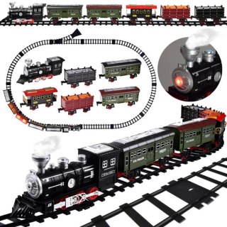 JOKOMISIADA Kolejka z torami Lokomotywa z wagonami para wodna + światło RC0629
