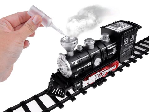 JOKOMISIADA Kolejka z torami Lokomotywa z wagonami para wodna + światło RC0629
