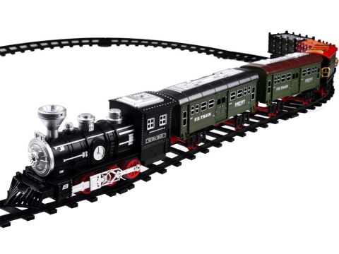 JOKOMISIADA Kolejka z torami Lokomotywa z wagonami para wodna + światło RC0629