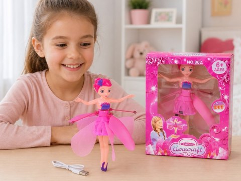 JOKOMISIADA Latająca Wróżka Interaktywna Lalka Czujnik Dłoni Światło 19 cm ZA6598