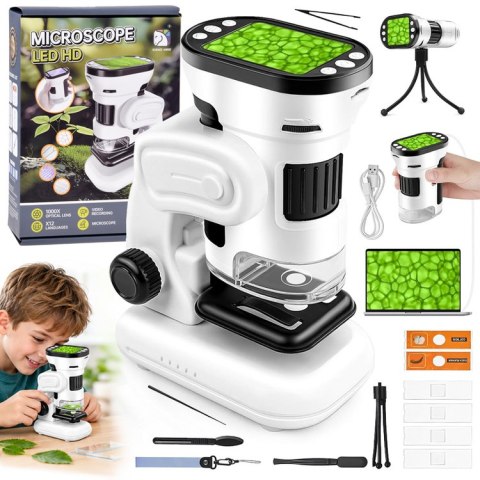 JOKOMISIADA Mikroskop Cyfrowy dla Dzieci 1000x Ekran 2" Kamera LED Polskie Menu ES0031