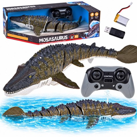 JOKOMISIADA Zdalnie Sterowany Mozazaur dinozaur wodny Pływa Rozpyla Wodę 40 cm RC0801