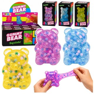 LEAN TOYS Świecący Gniotek Miś Konfetti Śnieżki LED Squishy Antystresowy 6,5 cm