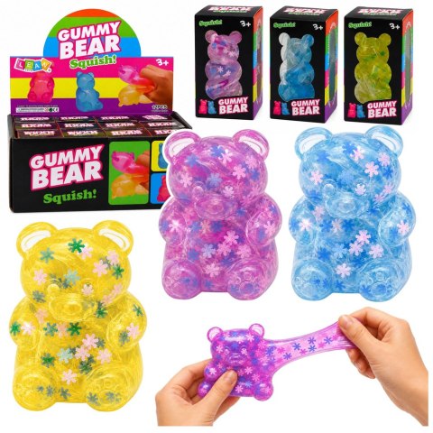 LEAN TOYS Świecący Gniotek Miś Konfetti Śnieżki LED Squishy Antystresowy 6,5 cm