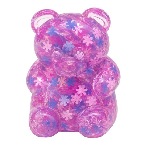 LEAN TOYS Świecący Gniotek Miś Konfetti Śnieżki LED Squishy Antystresowy 6,5 cm