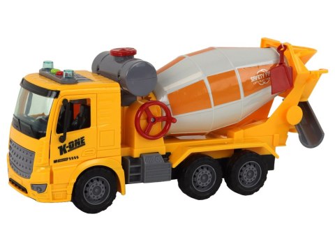 LEAN Toys Betoniarka Ciężarówka Obrotowa Gruszka Dźwięk Światła Żółta 1:16