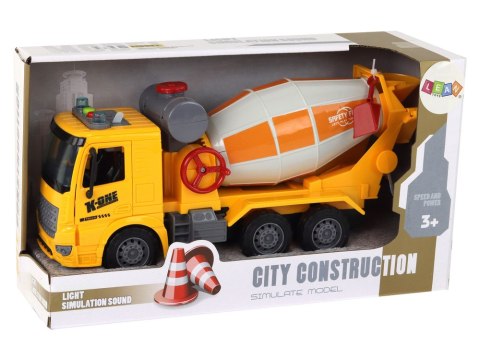 LEAN Toys Betoniarka Ciężarówka Obrotowa Gruszka Dźwięk Światła Żółta 1:16