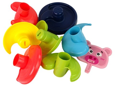 LEAN Toys Sorter Edukacyjna Zjeżdżalnia Piłeczek 6 Poziomów Świnka Kosz