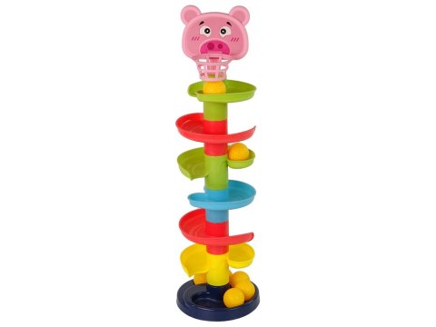 LEAN Toys Sorter Edukacyjna Zjeżdżalnia Piłeczek 6 Poziomów Świnka Kosz