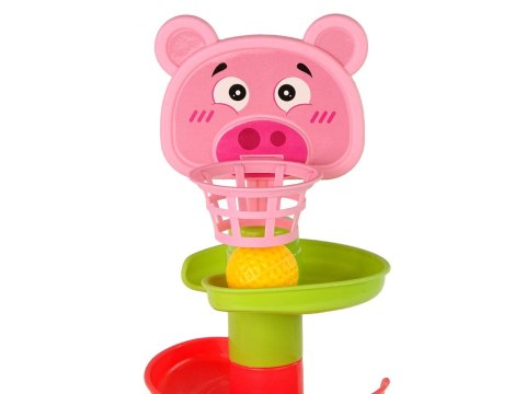 LEAN Toys Sorter Edukacyjna Zjeżdżalnia Piłeczek 6 Poziomów Świnka Kosz