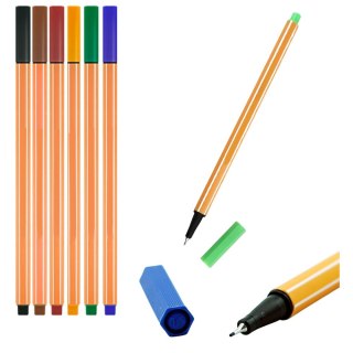 LEAN Toys Zestaw Cienkopisy Biurowe Szkolne Grubość 0,4mm Kolorowe 6szt