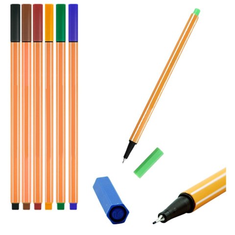 LEAN Toys Zestaw Cienkopisy Biurowe Szkolne Grubość 0,4mm Kolorowe 6szt