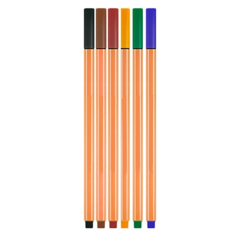 LEAN Toys Zestaw Cienkopisy Biurowe Szkolne Grubość 0,4mm Kolorowe 6szt