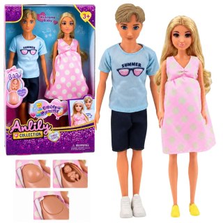 LEAN Toys Zestaw Lalki Anlily Rodzina Mama w Ciąży Tata Dziecko Niemowlę