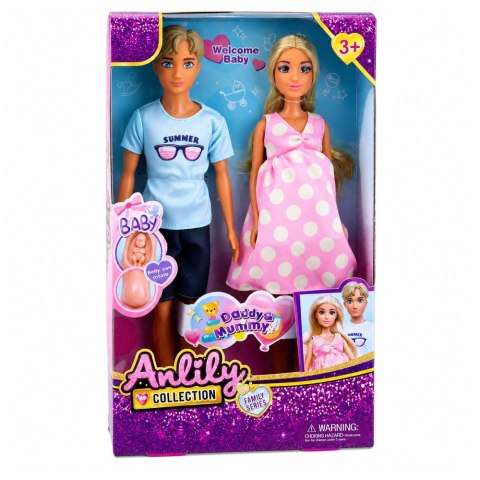 LEAN Toys Zestaw Lalki Anlily Rodzina Mama w Ciąży Tata Dziecko Niemowlę