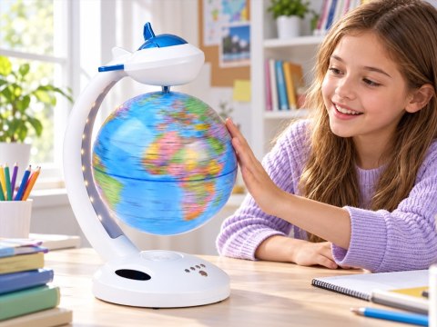 JOKOMISIADA GLOBUS lewitujący 4w1 obrót 360° - lampka LED, głośnik BT, zegar ZA6313