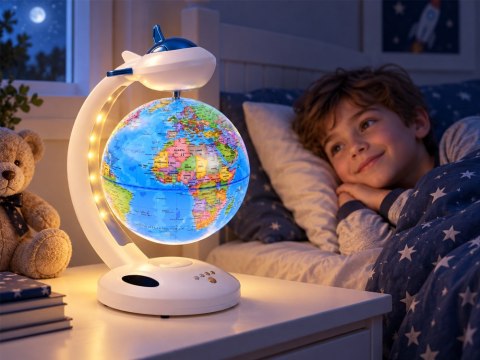 JOKOMISIADA GLOBUS lewitujący 4w1 obrót 360° - lampka LED, głośnik BT, zegar ZA6313