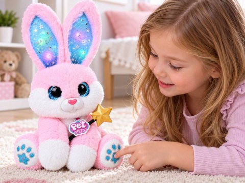 JOKOMISIADA Interaktywny Różowy Królik Pluszowy 30 cm Tańczy Świeci Gra Różdżka ZA6329