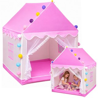 LEAN Toys Namiot Domek Dla Dzieci Z Lampkami Dekoracyjnymi LED Do Pokoju Różowy