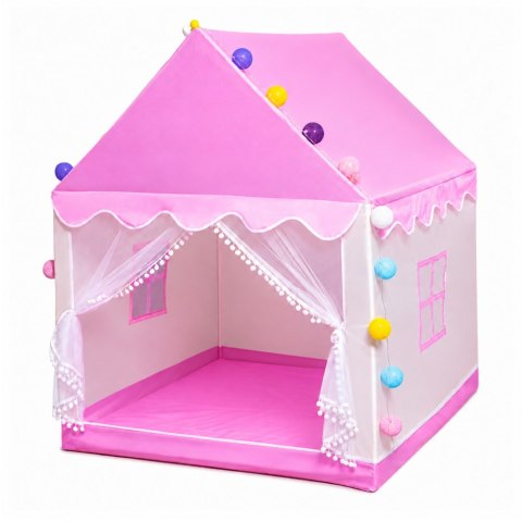 LEAN Toys Namiot Domek Dla Dzieci Z Lampkami Dekoracyjnymi LED Do Pokoju Różowy
