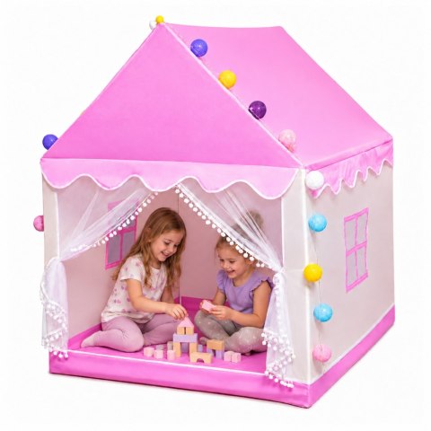 LEAN Toys Namiot Domek Dla Dzieci Z Lampkami Dekoracyjnymi LED Do Pokoju Różowy